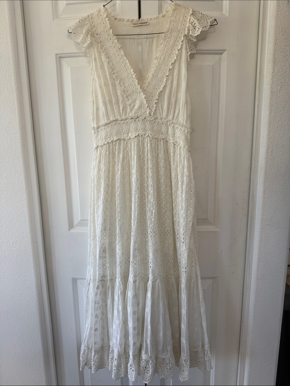 Ulla Johnson Ivory Lace V-Neck Maxi Dress